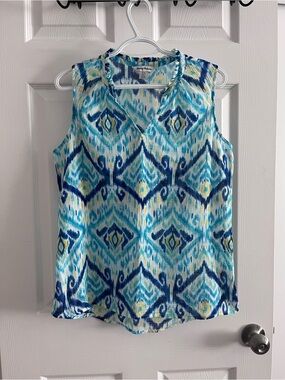 Tommy Bahama Blue Aqua Ikat Sleeveless V-Neck Camisole
